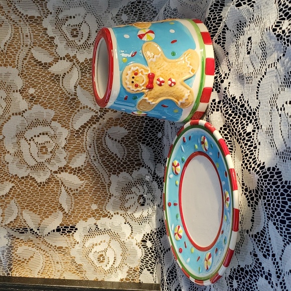 Home Interiors Gingerbread Candle Shade & Plate New, fits med to small jars - Picture 4 of 13